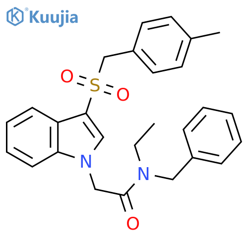 N-benzyl-N-ethyl-2-{3-(4-methylphenyl)methanesulfonyl-1H-indol-1-yl}acetamide structure