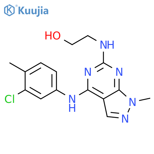 2-({4-(3-chloro-4-methylphenyl)amino-1-methyl-1H-pyrazolo3,4-dpyrimidin-6-yl}amino)ethan-1-ol structure