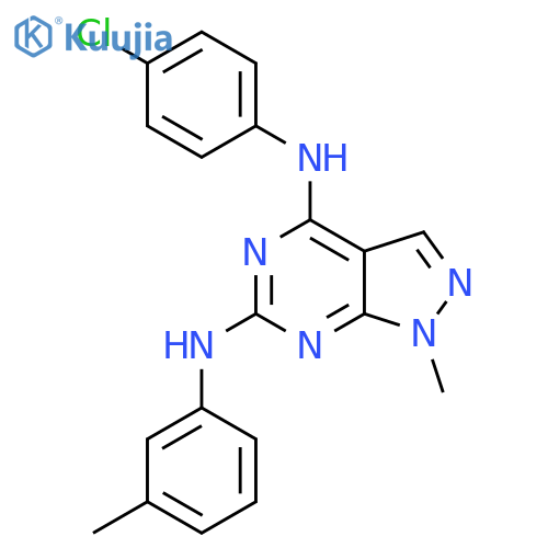N4-(4-chlorophenyl)-1-methyl-N6-(3-methylphenyl)-1H-pyrazolo3,4-dpyrimidine-4,6-diamine structure