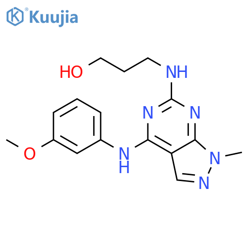 3-({4-(3-methoxyphenyl)amino-1-methyl-1H-pyrazolo3,4-dpyrimidin-6-yl}amino)propan-1-ol structure