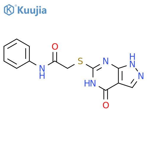 2-({4-oxo-1H,4H,5H-pyrazolo3,4-dpyrimidin-6-yl}sulfanyl)-N-phenylacetamide structure