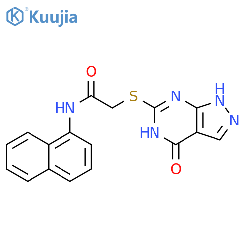 N-(naphthalen-1-yl)-2-({4-oxo-1H,4H,5H-pyrazolo3,4-dpyrimidin-6-yl}sulfanyl)acetamide structure