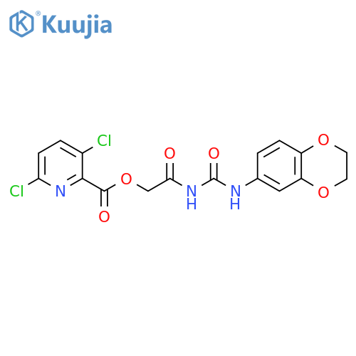 2-{[(2,3-Dihydro-1,4-benzodioxin-6-yl)carbamoyl]amino}-2-oxoethyl 3,6-dichloropyridine-2-carboxylate structure