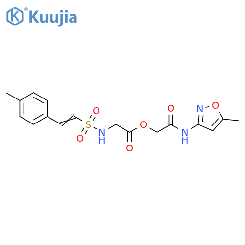 Glycine, N-[[2-(4-methylphenyl)ethenyl]sulfonyl]-, 2-[(5-methyl-3-isoxazolyl)amino]-2-oxoethyl ester structure