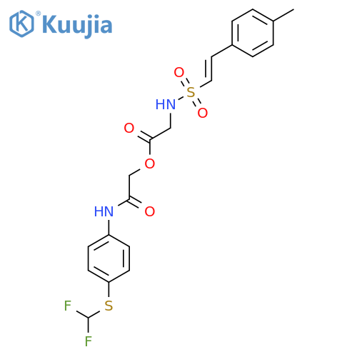 ({4-[(Difluoromethyl)sulfanyl]phenyl}carbamoyl)methyl 2-[2-(4-methylphenyl)ethenesulfonamido]acetate structure