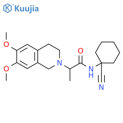 N-(1-cyanocyclohexyl)-2-(6,7-dimethoxy-1,2,3,4-tetrahydroisoquinolin-2-yl)propanamide structure