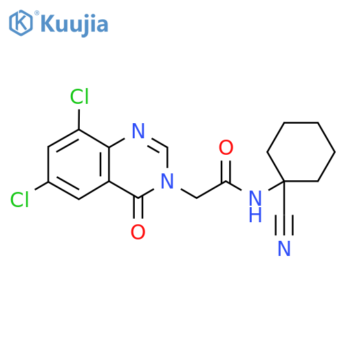 N-(1-cyanocyclohexyl)-2-(6,8-dichloro-4-oxoquinazolin-3-yl)acetamide structure