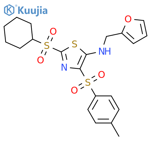 2-(cyclohexanesulfonyl)-N-(furan-2-yl)methyl-4-(4-methylbenzenesulfonyl)-1,3-thiazol-5-amine structure