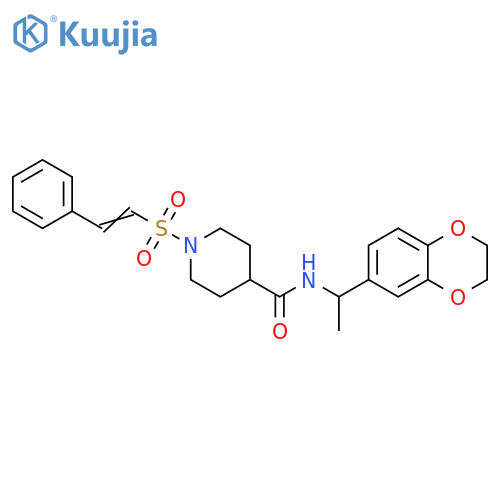N-[1-(2,3-Dihydro-1,4-benzodioxin-6-yl)ethyl]-1-[(2-phenylethenyl)sulfonyl]-4-piperidinecarboxamide structure