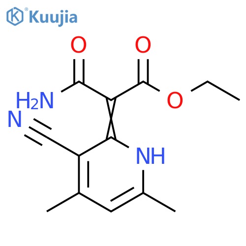 Propanoic acid, 3-amino-2-(3-cyano-4,6-dimethyl-2(1H)-pyridinylidene)-3-oxo-, ethyl ester structure