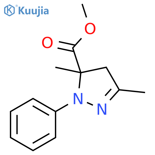 1H-Pyrazole-5-carboxylic acid, 4,5-dihydro-3,5-dimethyl-1-phenyl-, methyl ester structure