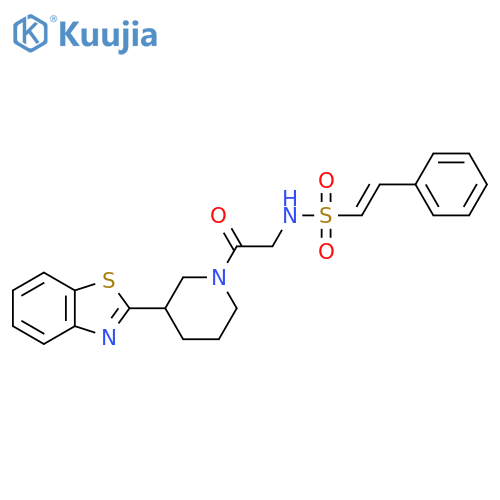 N-{2-[3-(1,3-benzothiazol-2-yl)piperidin-1-yl]-2-oxoethyl}-2-phenylethene-1-sulfonamide structure