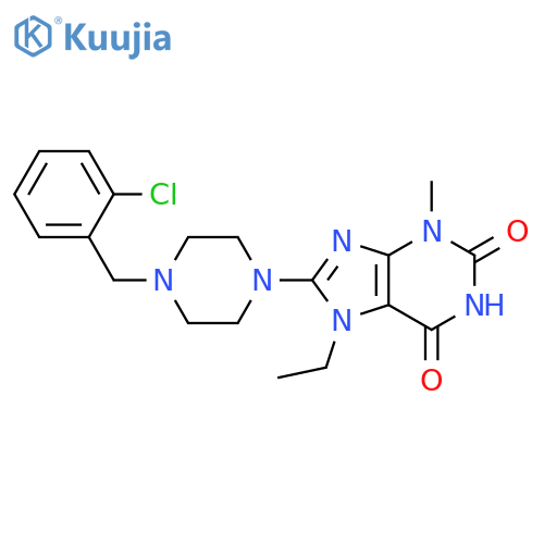 8-{4-(2-chlorophenyl)methylpiperazin-1-yl}-7-ethyl-3-methyl-2,3,6,7-tetrahydro-1H-purine-2,6-dione structure