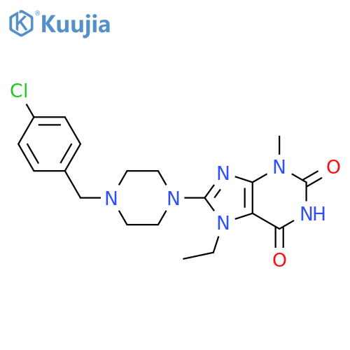 8-{4-(4-chlorophenyl)methylpiperazin-1-yl}-7-ethyl-3-methyl-2,3,6,7-tetrahydro-1H-purine-2,6-dione structure