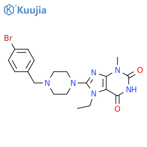 8-{4-(4-bromophenyl)methylpiperazin-1-yl}-7-ethyl-3-methyl-2,3,6,7-tetrahydro-1H-purine-2,6-dione structure