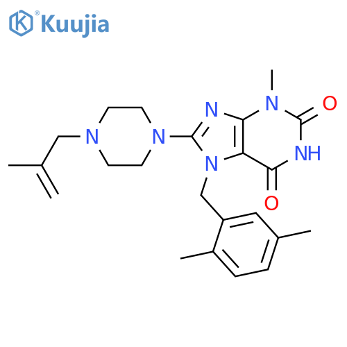 7-(2,5-dimethylphenyl)methyl-3-methyl-8-4-(2-methylprop-2-en-1-yl)piperazin-1-yl-2,3,6,7-tetrahydro-1H-purine-2,6-dione structure