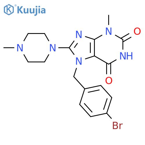 7-(4-bromophenyl)methyl-3-methyl-8-(4-methylpiperazin-1-yl)-2,3,6,7-tetrahydro-1H-purine-2,6-dione structure