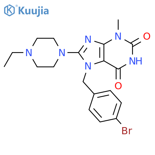 7-(4-bromophenyl)methyl-8-(4-ethylpiperazin-1-yl)-3-methyl-2,3,6,7-tetrahydro-1H-purine-2,6-dione structure