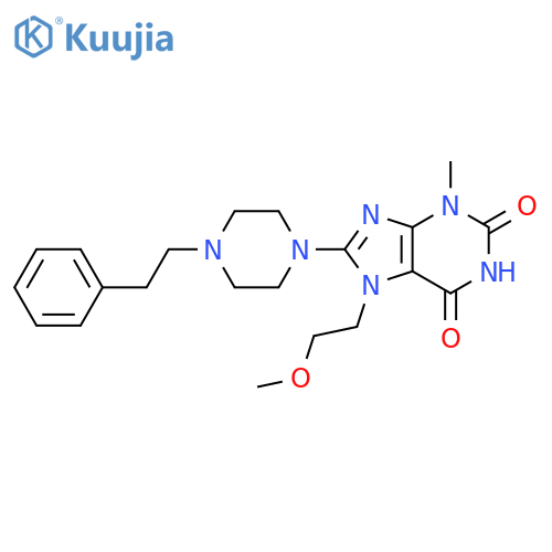 7-(2-methoxyethyl)-3-methyl-8-[4-(2-phenylethyl)piperazin-1-yl]purine-2,6-dione structure