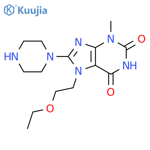 7-(2-ethoxyethyl)-3-methyl-8-(piperazin-1-yl)-2,3,6,7-tetrahydro-1H-purine-2,6-dione structure