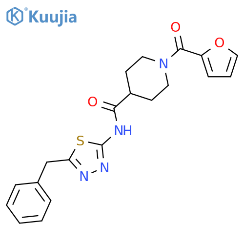 N-(5-benzyl-1,3,4-thiadiazol-2-yl)-1-(2-furoyl)piperidine-4-carboxamide structure