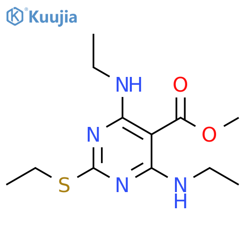 5-Pyrimidinecarboxylic acid, 4,6-bis(ethylamino)-2-(ethylthio)-, methylester structure