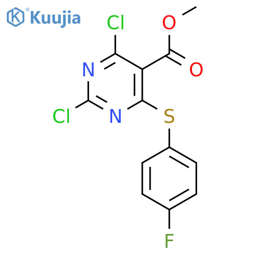 5-Pyrimidinecarboxylic acid, 2,4-dichloro-6-[(4-fluorophenyl)thio]-, methyl ester structure