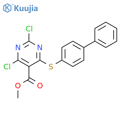 5-Pyrimidinecarboxylic acid, 4-([1,1'-biphenyl]-4-ylthio)-2,6-dichloro-,methyl ester structure