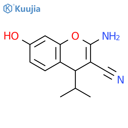 4H-1-Benzopyran-3-carbonitrile, 2-amino-7-hydroxy-4-(1-methylethyl)- structure
