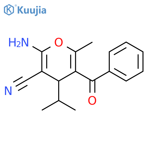 4H-Pyran-3-carbonitrile, 2-amino-5-benzoyl-6-methyl-4-(1-methylethyl)- structure