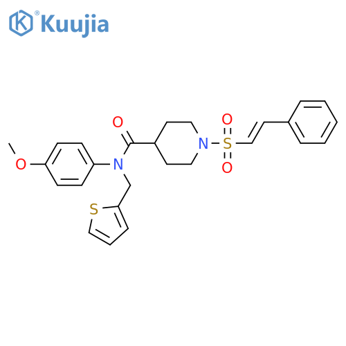 N-(4-methoxyphenyl)-1-(2-phenylethenesulfonyl)-N-[(thiophen-2-yl)methyl]piperidine-4-carboxamide structure