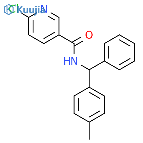 6-chloro-N-[(4-methylphenyl)(phenyl)methyl]pyridine-3-carboxamide structure