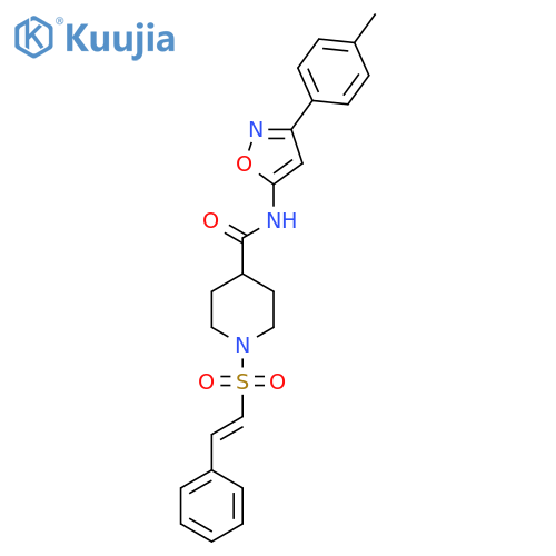 N-[3-(4-methylphenyl)-1,2-oxazol-5-yl]-1-(2-phenylethenesulfonyl)piperidine-4-carboxamide structure