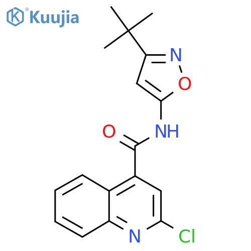N-(3-tert-butyl-1,2-oxazol-5-yl)-2-chloroquinoline-4-carboxamide structure