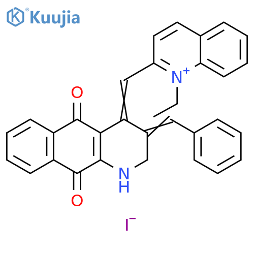 Quinolinium,1-ethyl-2-[[2,3,5,10-tetrahydro-5,10-dioxo-3-(phenylmethylene)benzo[g]quinolin-4(1H)-ylidene]methyl]-, iodide structure