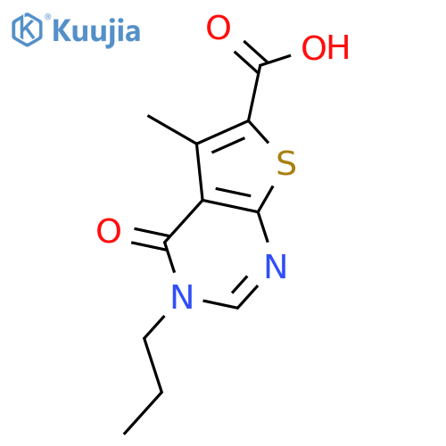 <br>5-Methyl-4-oxo-3-propyl-3,4-dihydro-thieno[2,3-d]-pyrimidine-6-carboxylic a cid structure