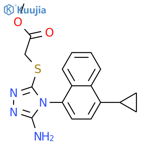Methyl 2-((5-amino-4-(4-cyclopropylnaphthalen-1-yl)-4H-1,2,4-triazol-3-yl)thio)acetate structure