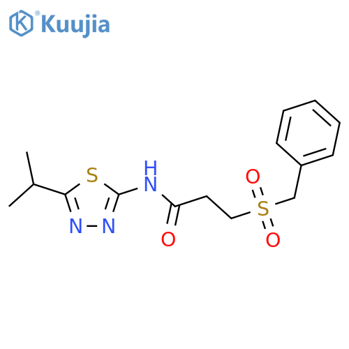 3-(benzylsulfonyl)-N-(5-isopropyl-1,3,4-thiadiazol-2-yl)propanamide structure