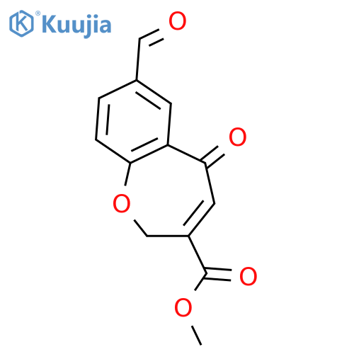 methyl 7-formyl-2,5-dihydro-5-oxo-1-benzoxepine-3-carboxylate structure
