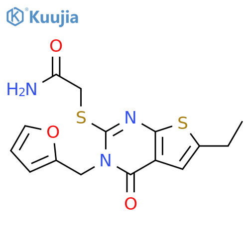 2-({6-ethyl-3-(furan-2-yl)methyl-4-oxo-3H,4H-thieno2,3-dpyrimidin-2-yl}sulfanyl)acetamide structure