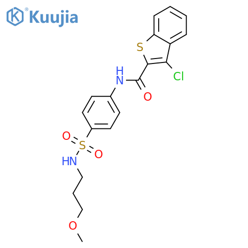 <br>3-chloro-N-(4-{[(3-methoxypropyl)amino]sulfonyl}phenyl)-1-benzothiophene-2- carboxamide structure