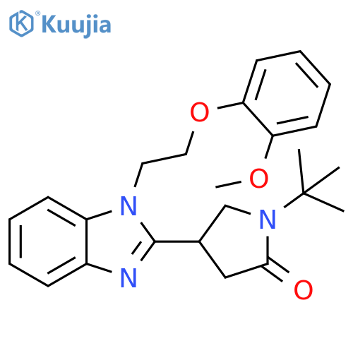 1-tert-butyl-4-{1-2-(2-methoxyphenoxy)ethyl-1H-1,3-benzodiazol-2-yl}pyrrolidin-2-one structure