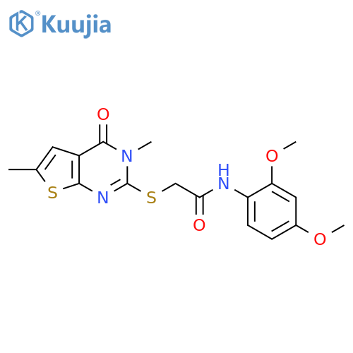N-(2,4-dimethoxyphenyl)-2-({3,6-dimethyl-4-oxo-3H,4H-thieno2,3-dpyrimidin-2-yl}sulfanyl)acetamide structure