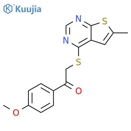 1-(4-methoxyphenyl)-2-({6-methylthieno2,3-dpyrimidin-4-yl}sulfanyl)ethan-1-one structure