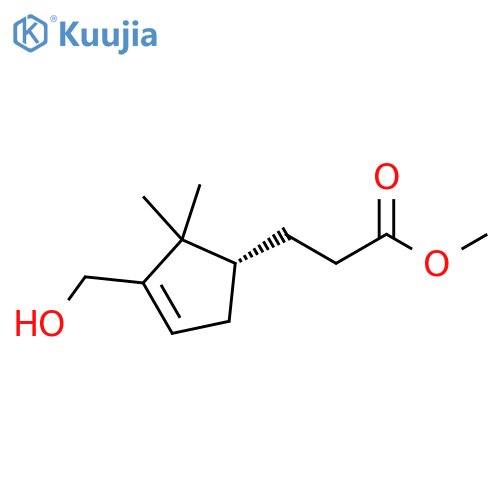 3-Cyclopentene-1-propanoic acid, 3-(hydroxymethyl)-2,2-dimethyl-, methyl ester, (R)- (9CI) structure