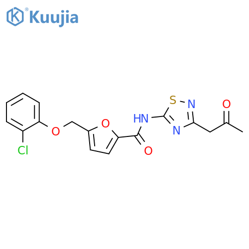 5-(2-chlorophenoxy)methyl-N-3-(2-oxopropyl)-1,2,4-thiadiazol-5-ylfuran-2-carboxamide structure