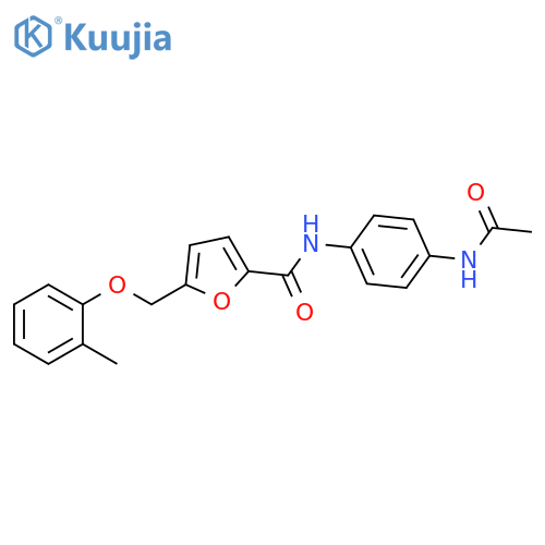 N-(4-acetamidophenyl)-5-(2-methylphenoxy)methylfuran-2-carboxamide structure