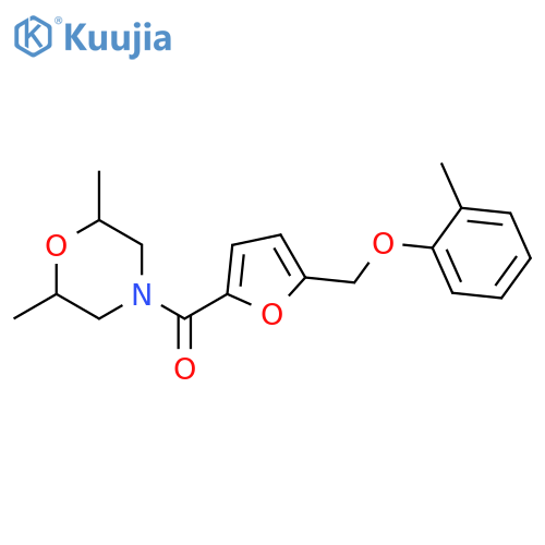 2,6-dimethyl-4-{5-(2-methylphenoxy)methylfuran-2-carbonyl}morpholine structure