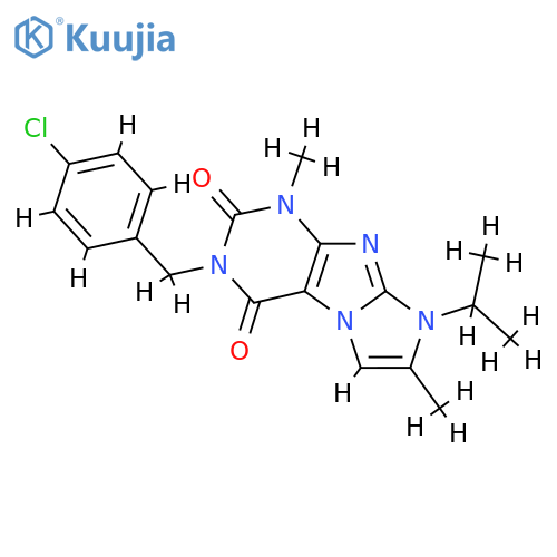 3-(4-chlorophenyl)methyl-1,7-dimethyl-8-(propan-2-yl)-1H,2H,3H,4H,8H-imidazo1,2-gpurine-2,4-dione structure