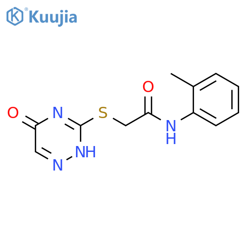 N-(2-methylphenyl)-2-(5-oxo-4,5-dihydro-1,2,4-triazin-3-yl)sulfanylacetamide structure